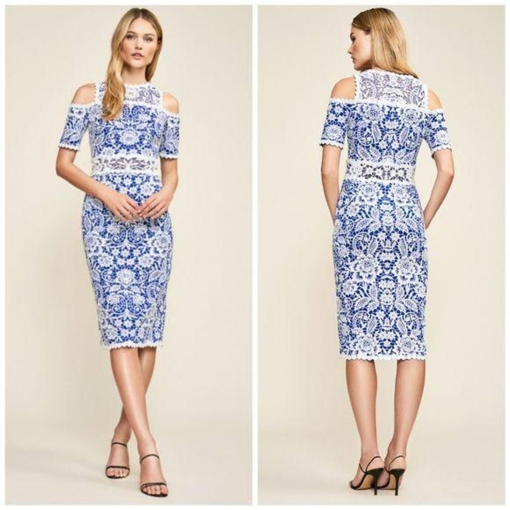 NWT Tadashi Shoji Tegan Floret Lace Midi Dress